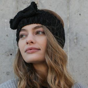 Women's Bow Knit Headband BLACK
